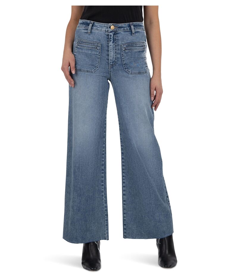 カットフロムザクロス レディース ボトムス デニムパンツ ワイドレッグ KUT from the Kloth Meg High-Rise Wide Leg Patch Pocket Medium Wash|ReVida 店