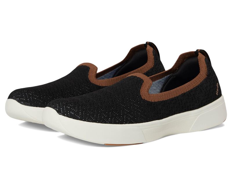 ケッズ レディース シューズ スリッポン・ローファー Keds BlissWalk Loafers Black/Cognac Eng Knit ブラック