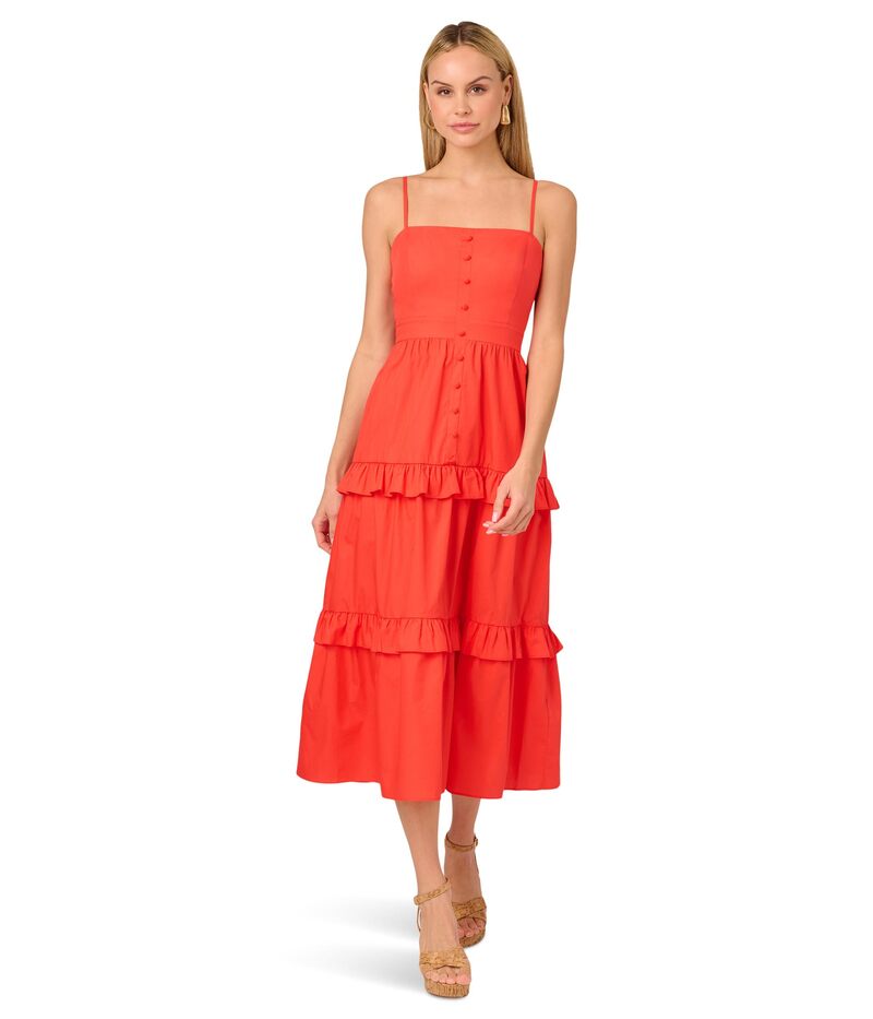 アドリアナ パペル レディース トップス ワンピース ティアード ミディワンピース ミディ Adrianna Papell Solid Tiered Midi Dress Sorbet｜ReVida 店