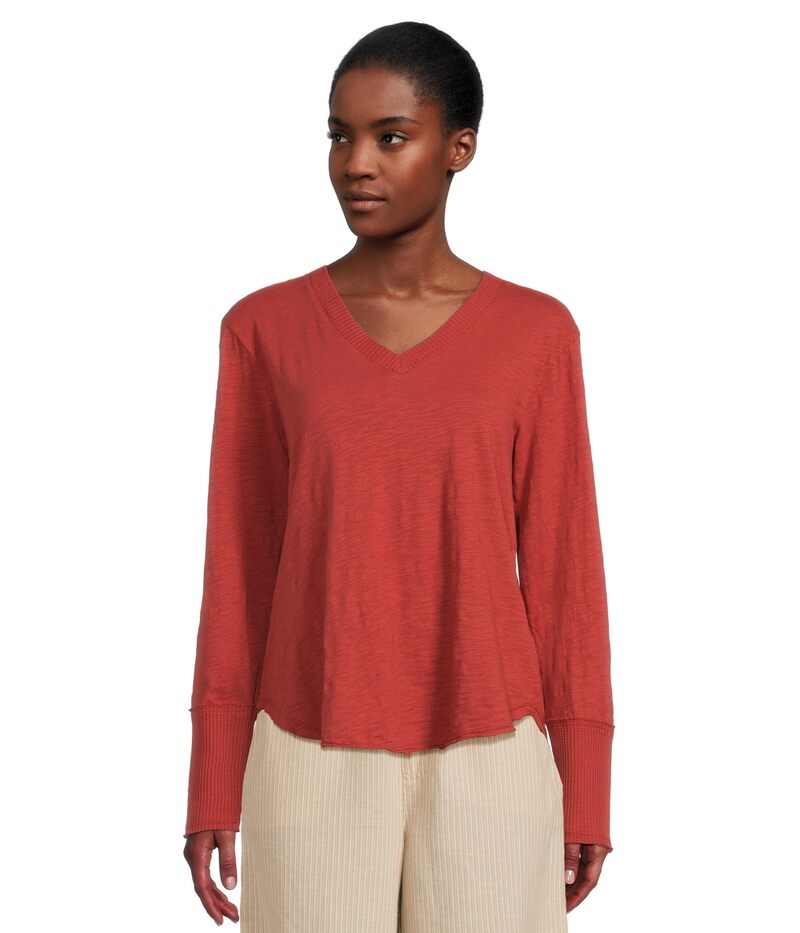 モッドドック レディース トップス シャツ Vネック Mod-o-doc Long Sleeve Waffle Mix V-Neck Top Spiced Cider