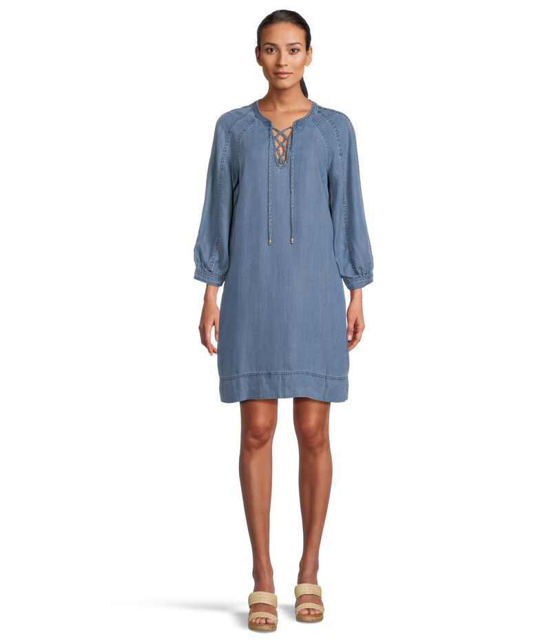 トッミーバハマ レディース トップス ワンピース レース Tommy Bahama Chambray O'lei Lace-Up Dress Medium Indigo Wash インディゴ