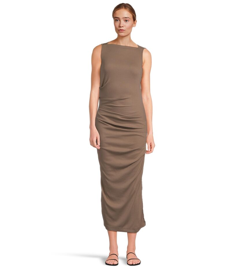 マイケルスターズ レディース トップス ワンピース プリーツ ミディ Michael Stars Reign Knife Neck Midi Pleated Dress Cobblestone