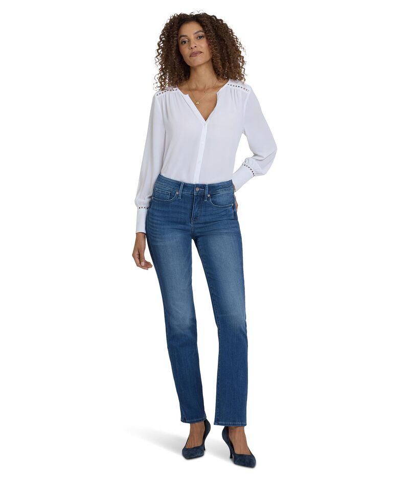 エヌワイディージェイ レディース ボトムス デニムパンツ プチ NYDJ Petite Marilyn Straight Cool Marine|ReVida 店