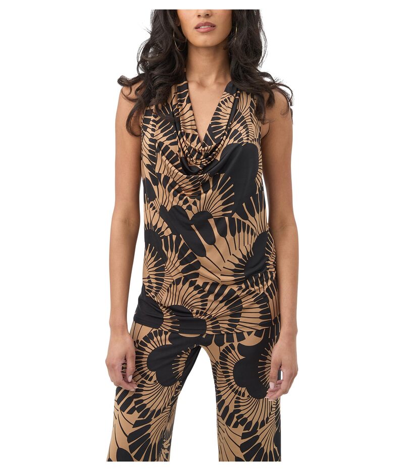 トリーナターク レディース トップス シャツ Trina Turk Mosiac Top Black/Camel ブラック｜ReVida 店