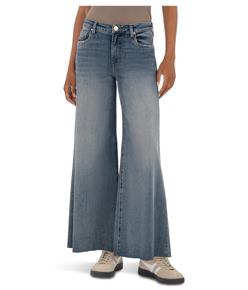 カットフロムザクロス レディース ボトムス デニムパンツ ワイドレッグ KUT from the Kloth RYAN HIGH RISE FAB AB SUPER WIDE LEG RAW HEM Believe