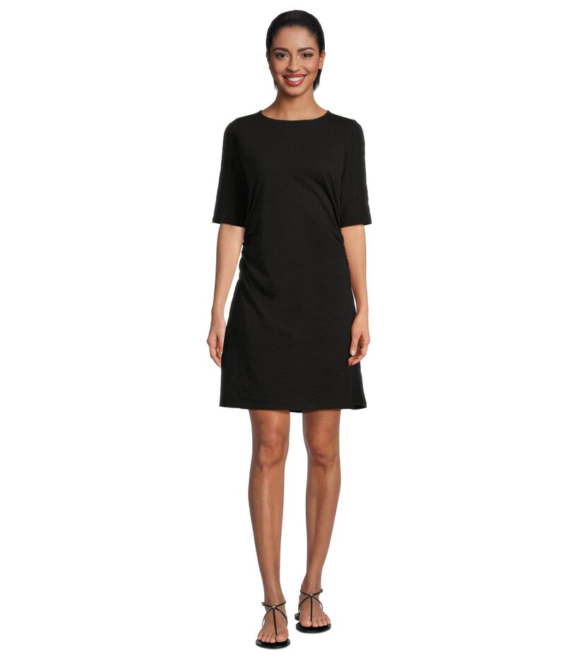 モッドドック レディース トップス ワンピース Mod-o-doc Elbow Sleeve Below The Knee Shirred Dress Black ブラック