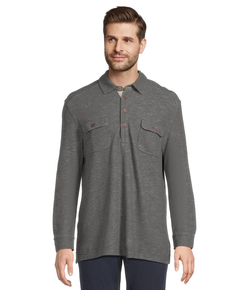 トッミーバハマ メンズ トップス プルオーバー スポーツシャツ Tommy Bahama Penn Cove Polo Long Sleeve Charcoal Heather 濃灰色