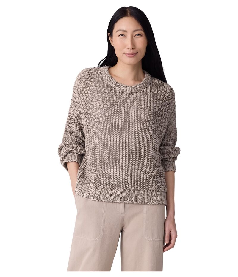 エイリーンフィッシャー レディース アウター ニット・セーター クルーネック コットン Eileen Fisher Peruvian Organic Cotton Cord Crew Neck Sweater Wheat