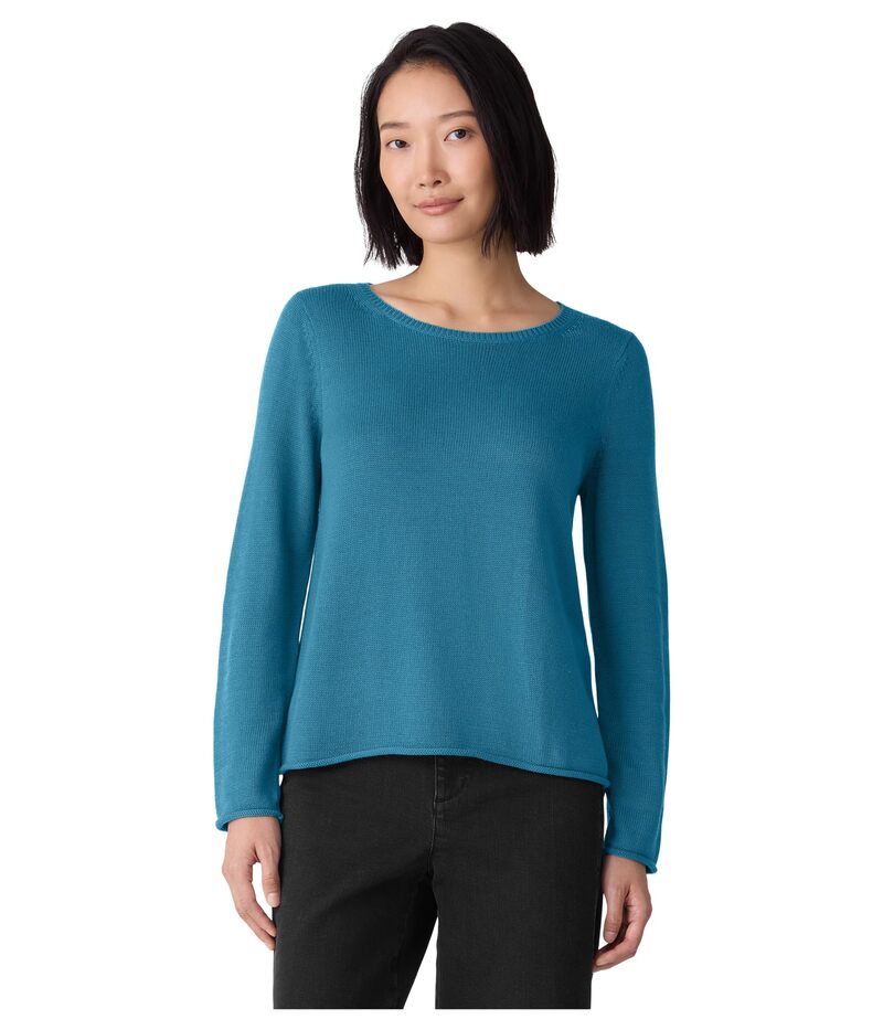 エイリーンフィッシャー レディース アウター ニット・セーター コットン Eileen Fisher Peruvian Cotton Blend Bateau Neck Sweater Dragonfly