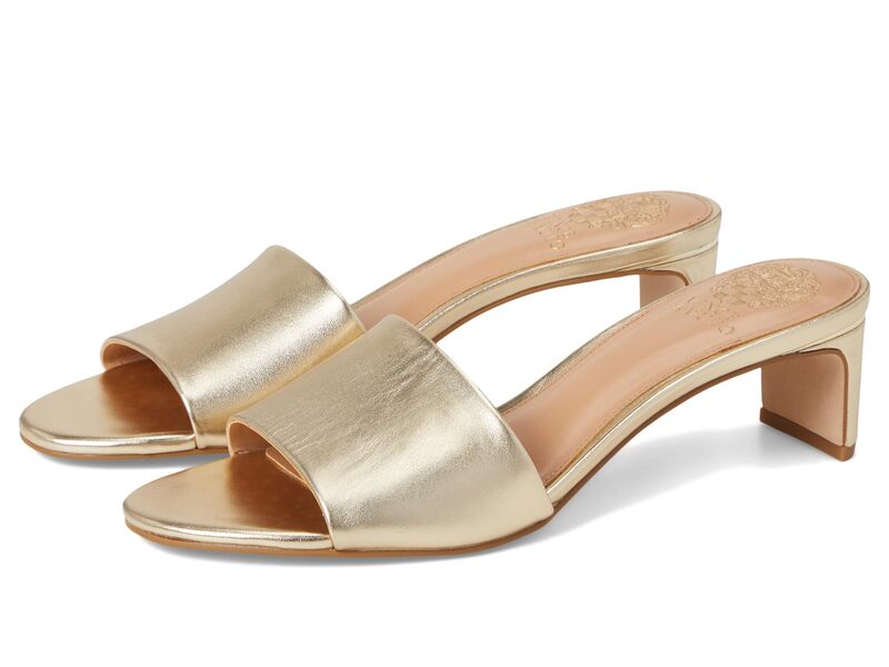 ヴィンスカムート レディース シューズ ヒール サンダル Vince Camuto Linanna Heeled Slide Sandals Egyptian Gold ゴールド|ReVida 店