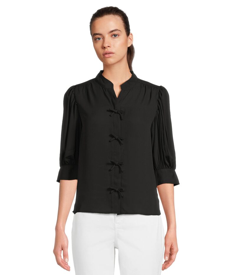 セセ レディース トップス シャツ ブラウス CeCe Elbow Sleeve Bow Placket Blouse Rich Black ブラック 8,736円