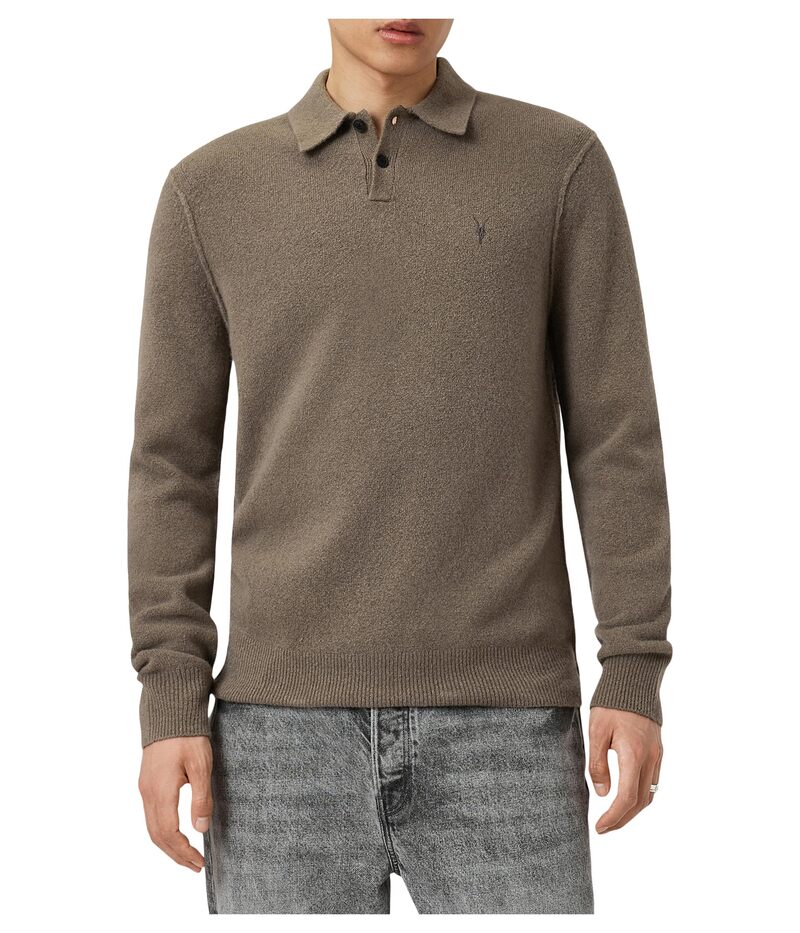 オールセインツ メンズ トップス シャツ ポロシャツ AllSaints Statten Ls Polo Dusky Green グリーン｜ReVida 店