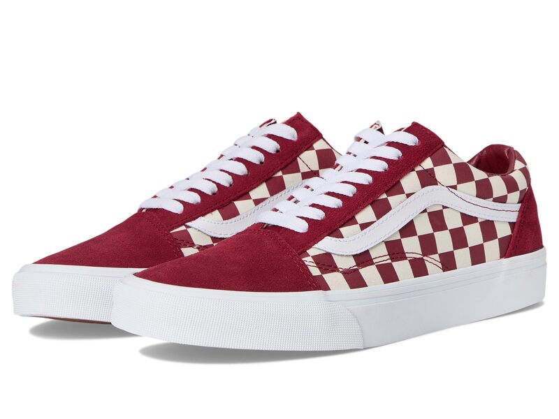 バンズ メンズ シューズ スニーカー Vans Old Skool Checkerboard Red/White 白いこと