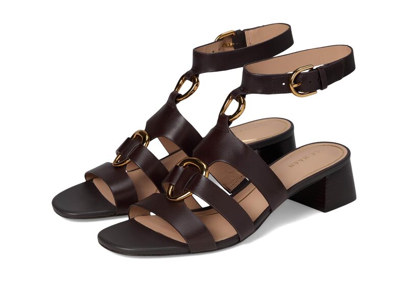 電話を掛けるハーン レディース シューズ 踵 サンダル アンクル Cole Haan Lyanna Link Ankle Strap Sandals Dark Chocolate Leather 黒茶