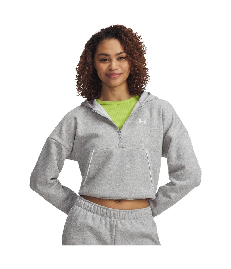 アンダーアーマー レディース アウター パーカー・スウェット フリース Under Armour Rival Fleece Piped 1/2 Zip Hoodie Mod Gray Light Heather/White ホワイト|ReVida 店