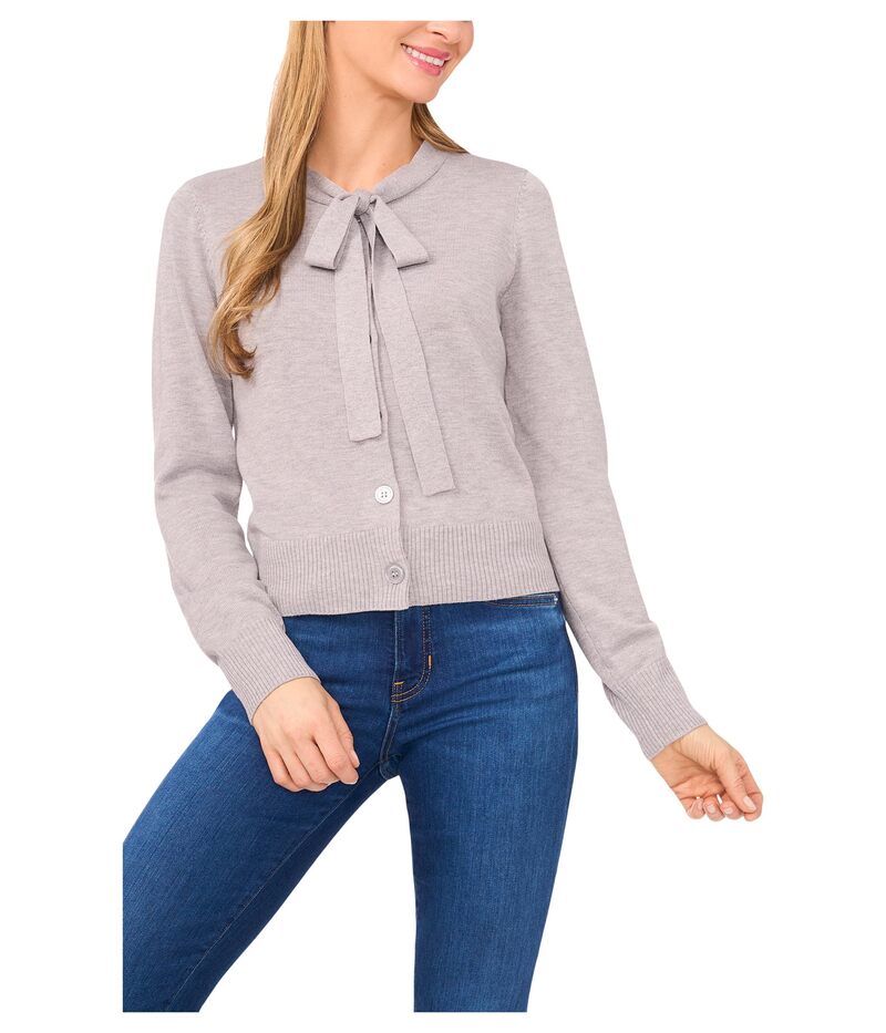 セセ レディース アウター ニット・セーター カーディガン CeCe Tie Neck Cardigan Light Heather Grey グレー