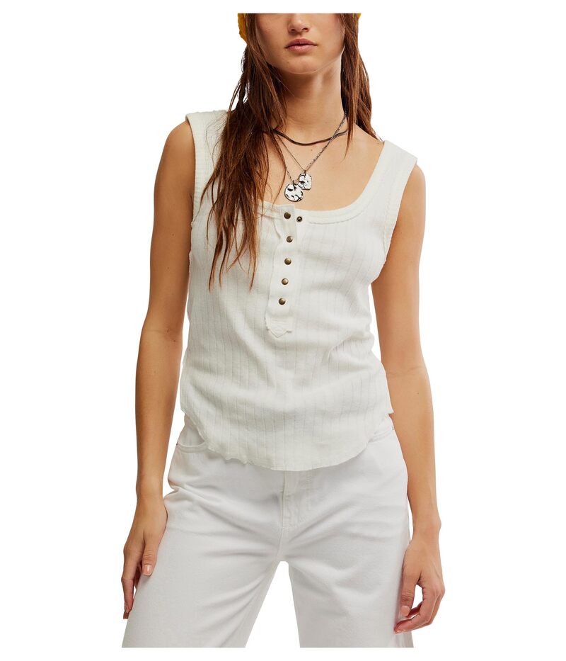 フリーピープル レディース トップス シャツ Free People Care Bryson Henley Tank White ホワイト