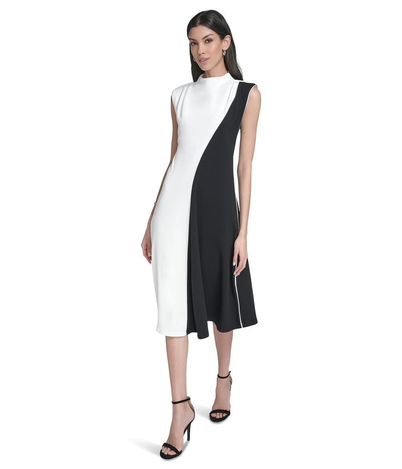 カルバンクライン レディース トップス ワンピース A ライン カラーブロック キャップ Calvin Klein Cap Sleeve Colorblock Aline Cream/Black クリーム