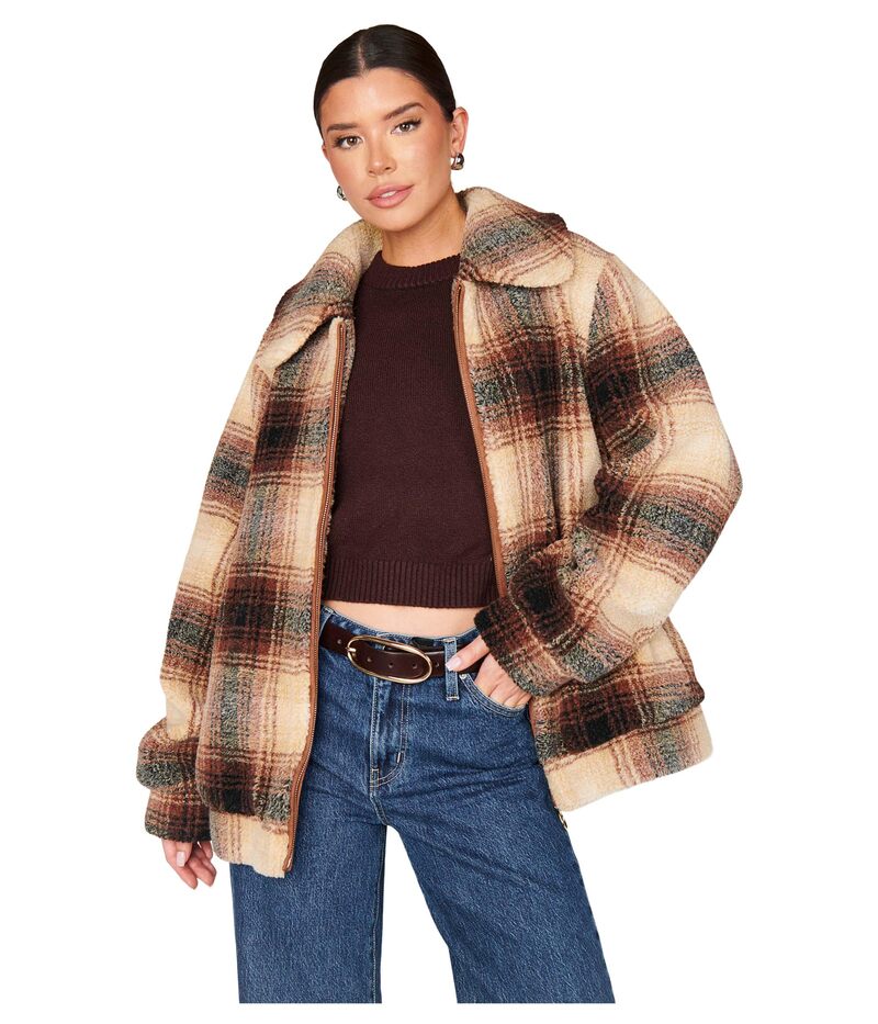 ウミーユアムーム レディース アウター 厚地の外套 上衣 Show Me Your Mumu Hunter Jacket Homestead Homestead Faux Sherpa Plaid 照合のしるし