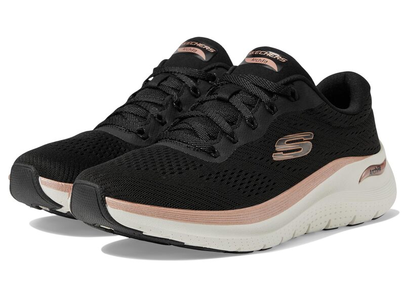 スケッチャーズ レディース シューズ スニーカー SKECHERS Arch Fit 2.0-Glow The Distance Black Rose Gold ブラック