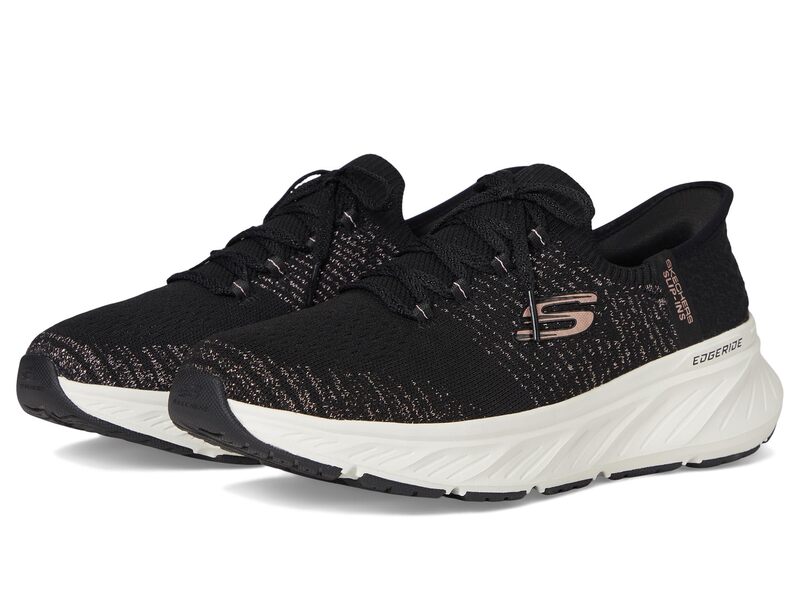 スケッチャーズ レディース シューズ スニーカー SKECHERS Edgeride Hands Free Slip-INS Black Rose Gold ブラック｜ReVida 店