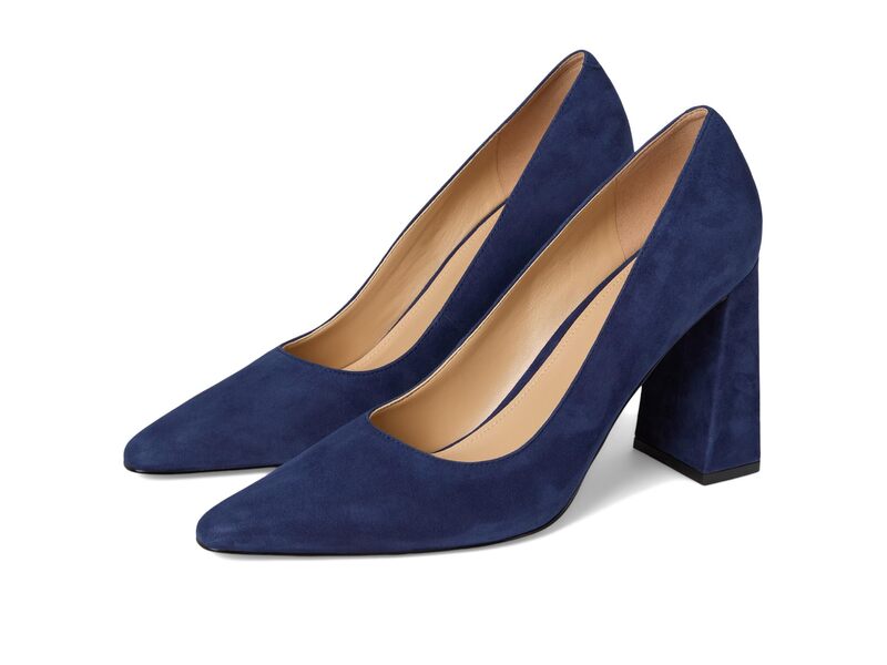 目じるし・フィッシャー レディース シューズ 踵 Marc Fisher LTD Minny Dark Blue Suede 青み