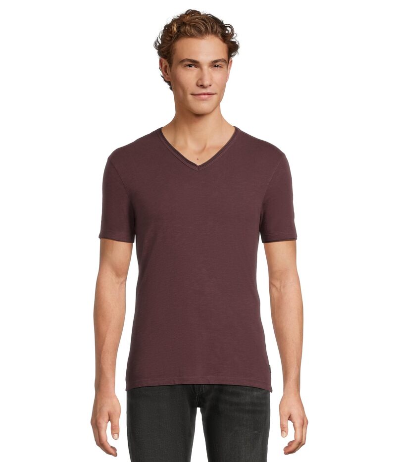 ジョンバルベイトス メンズ トップス シャツ Vネック John Varvatos Miles V-Neck K3595W25 Plum プラム
