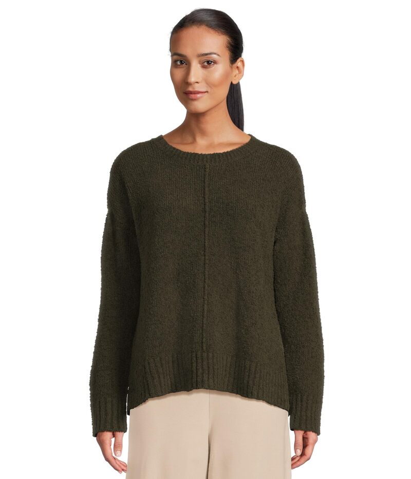 エイリーンフィッシャー レディース アウター ニット・セーター クルーネック セーター コットン Eileen Fisher Organic Cotton Fluff Crew Neck Sweater Woodland｜ReVida 店