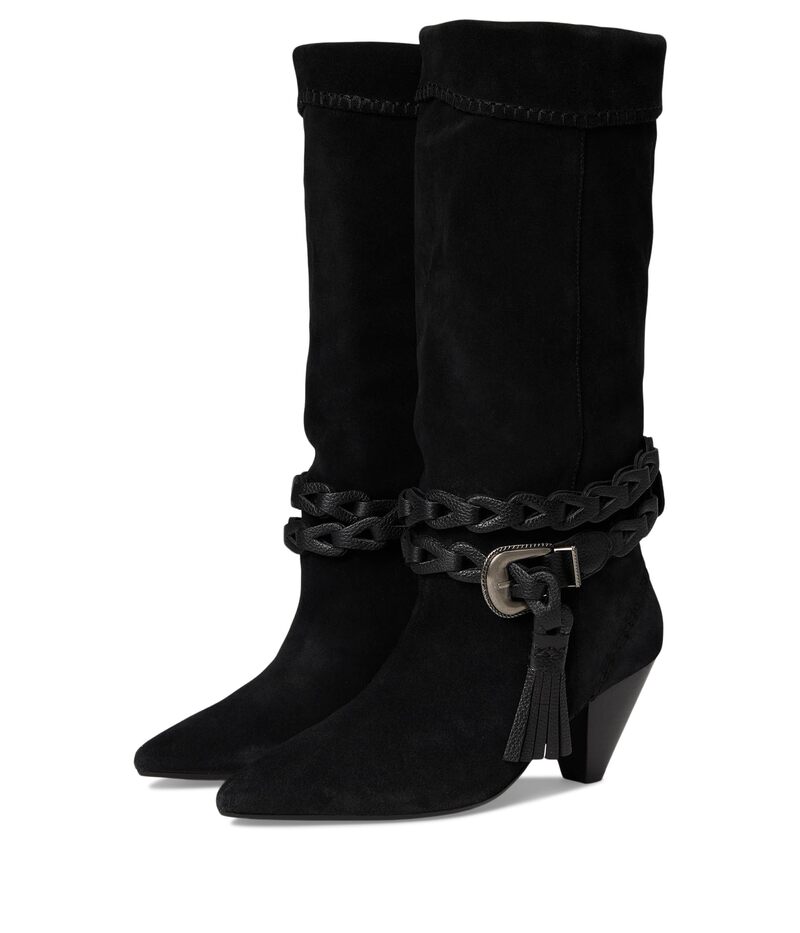 フリーピープル レディース シューズ 踵 ブーツ Free People Bridget Belt Slouch Boots Faded Black Suede/Leather 黒いこと