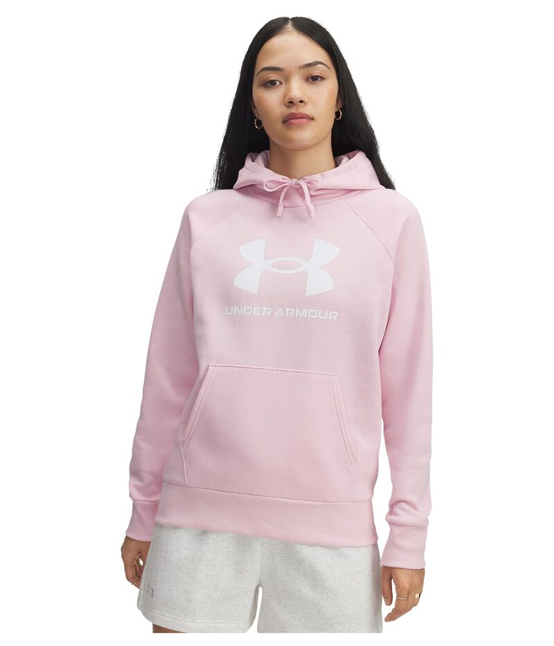 アンダーアーマー レディース アウター パーカー・スウェット ロゴ フリース パーカー Under Armour Rival Fleece Big Logo Hoodie Prime Pink/White ホワイト 11,150円