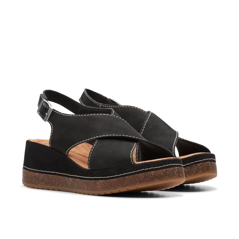 クラークス レディース シューズ ヒール Clarks Kassanda Step Black Nubuck ブラック