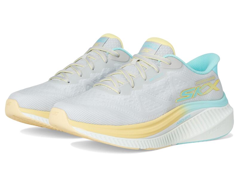 スケッチャーズ レディース シューズ スニーカー SKECHERS Performance Max Cushioning Arch Fit Areena Hands Free Slip-Ins Gray/Aqua グレー