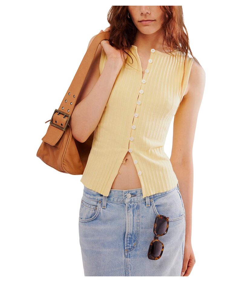 フリーピープル レディース アウター コート ベスト Free People Tilly Vest Mellow Yellow イエロー｜ReVida 店 9,865円