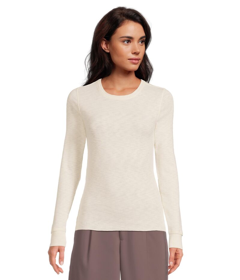 リラピー レディース トップス シャツ Lilla P Rib Slub Long Sleeve Crew Talc