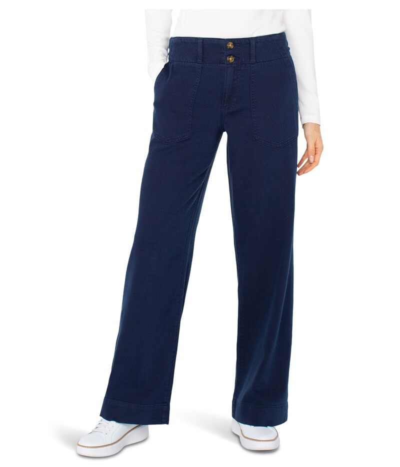リヴァプール ロサンゼルス レディース ボトムス カジュアルパンツ ワイドレッグ プチ Liverpool Los Angeles Petite Utility Patch Pocket Wide Leg Navy Dusk ネイビー｜ReVida 店