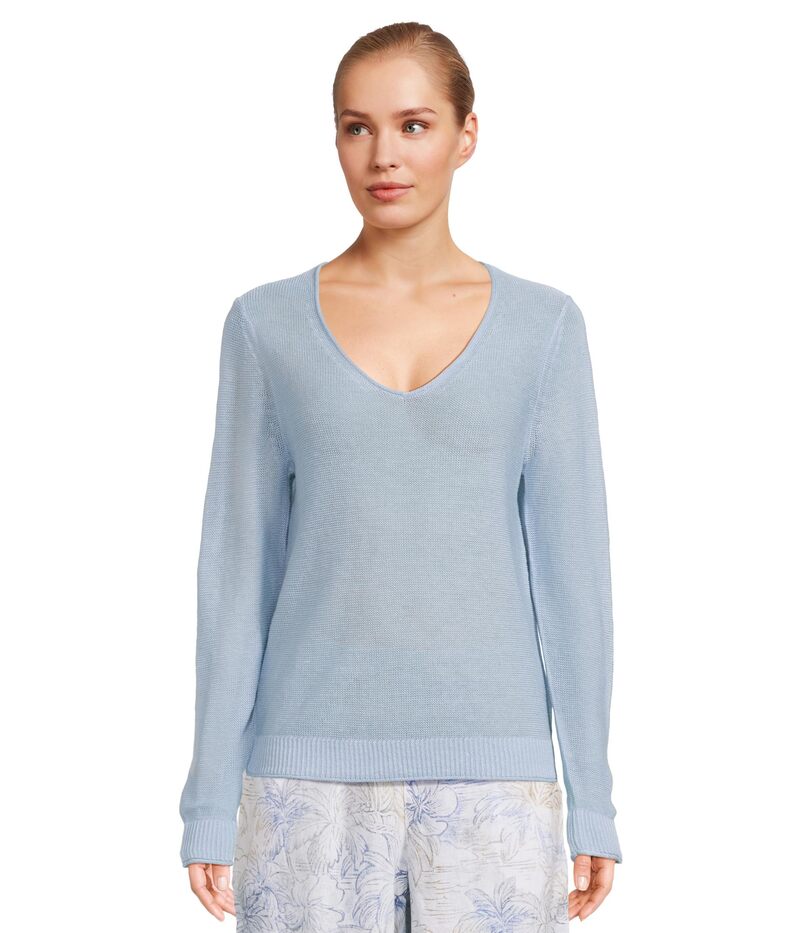 トッミーバハマ レディース アウター 編み物・プルオーバー Vのど首 リネン Tommy Bahama Cedar Linen LS V-Neck Chambray Blue 青色 トップス-ニット・セーター
