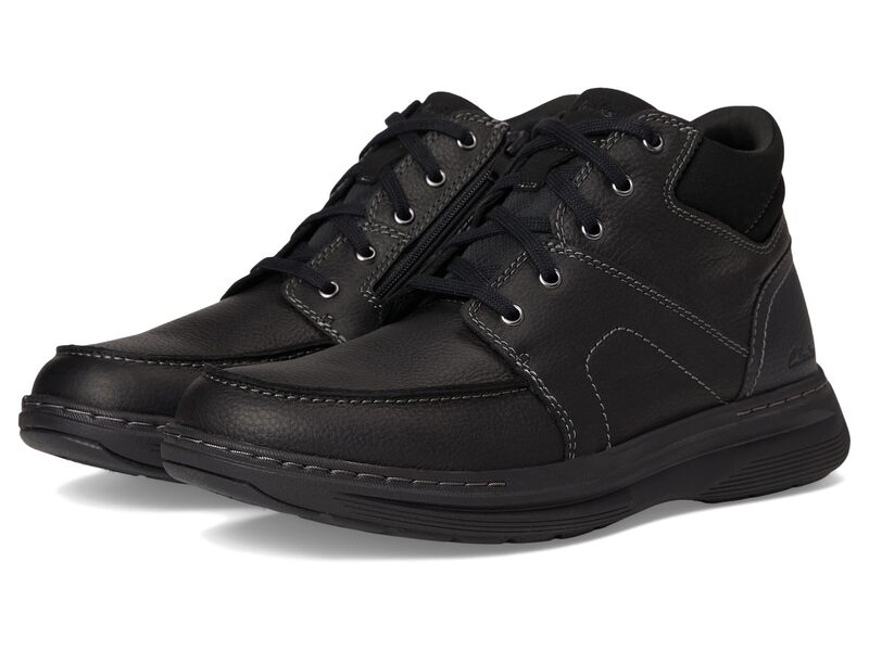 クラークス メンズ シューズ ブーツ・レインブーツ Clarks Craftwell Mid Black Tumbled Leather ブラック