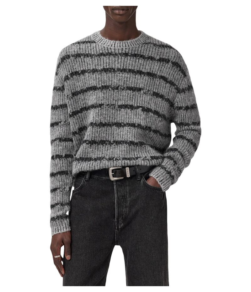 オールセインツ メンズ アウター パーカー・スウェット AllSaints Dissolved Crew Grey/Black ブラック