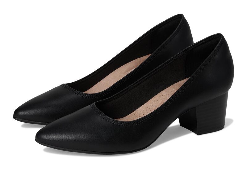 クラークス レディース シューズ ヒール Clarks Ellanie Hope Black Leather ブラック|ReVida 店