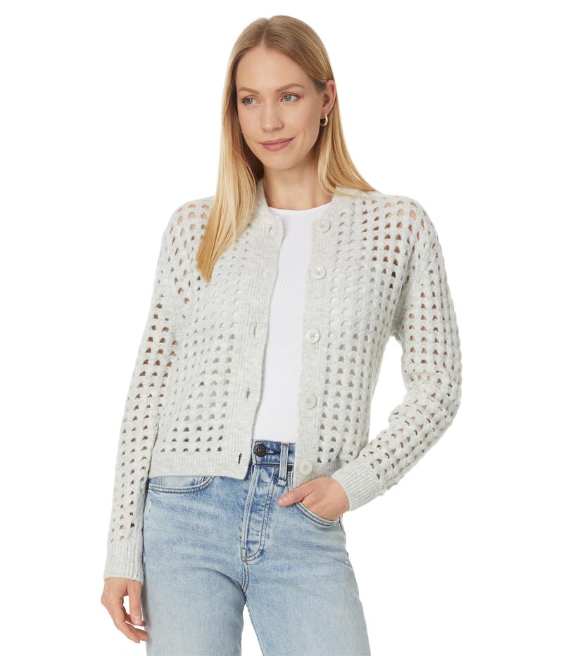 ヴィンスカムート レディース アウター 編み物・プルオーバー ジレー Vince Camuto Pointelle Long Sleeve Cardigan Silver Heather ギョリュウモドキ ニット・セーター-トップス-セーター