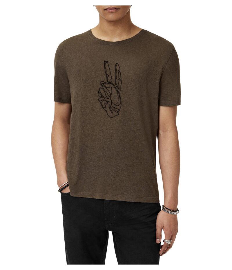 ジョンバルベイトス メンズ トップス シャツ John Varvatos Cording Peace Tee KG6971F25 Teakwood