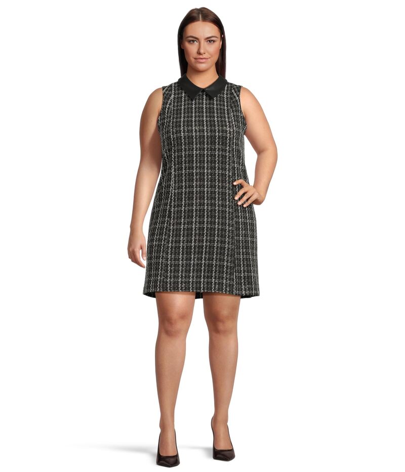 カルバンクライン レディース トップス ワンピース ツイード ノースリーブ Calvin Klein Sleeveless Tweed Sheath With Collar Black Multi ブラック