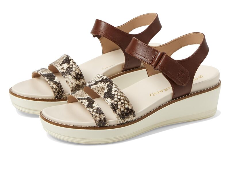 電話を掛けるハーン レディース シューズ 踵 Cole Haan Originalgrand Peyton Flatform Pecan/Sandollar Snake Print/Ivory 象牙色
