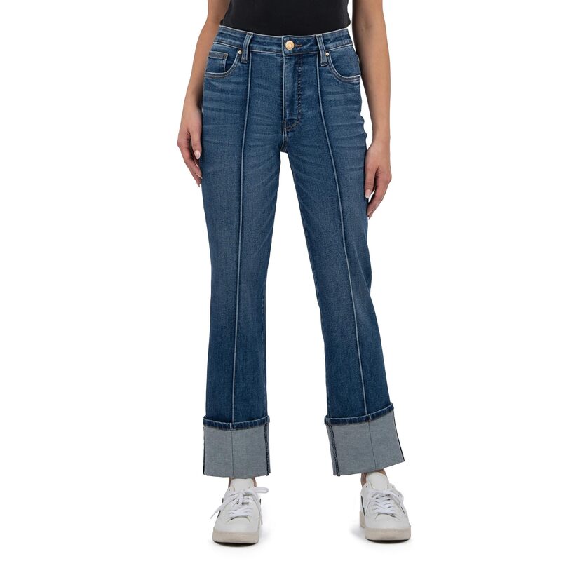 カットフロムザクロス レディース ボトムス ジーンズズボン下 引っ切り無い KUT from the Kloth Fay High Rise Fab Straight Leg-roll Upintuck Attentive With Dark Base Wash