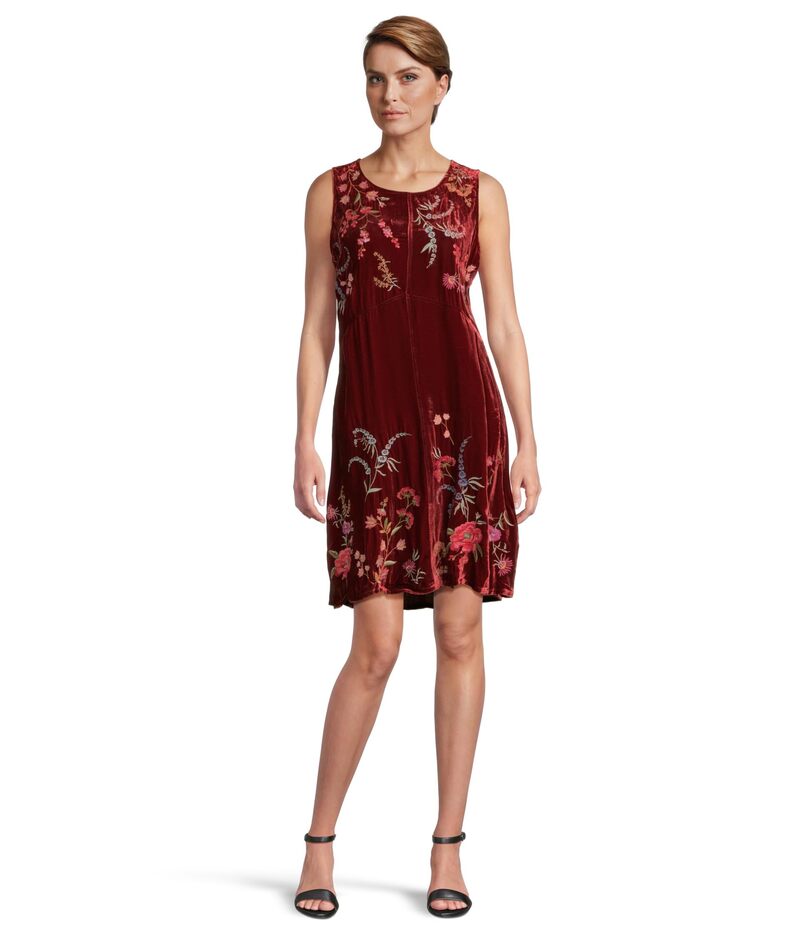 ジョニーワズ レディース トップス 衣装 天鵞絨 Johnny Was Velvet Chevron Tank Dress Mayra Cranberry