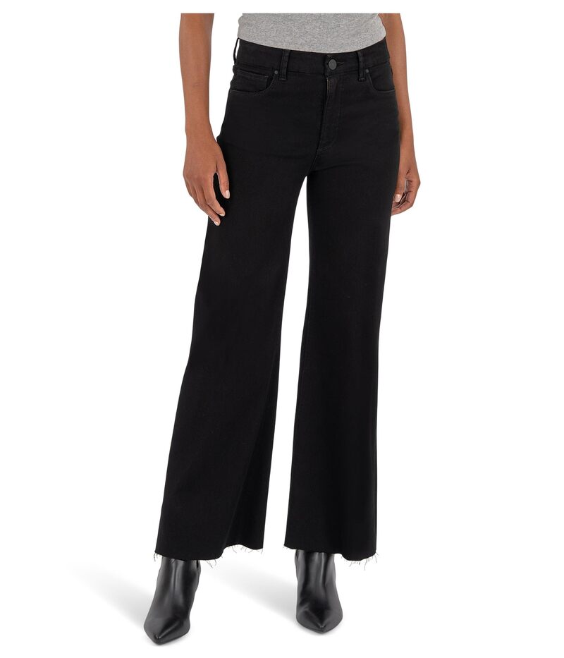 カットフロムザクロス レディース ボトムス ジーンズズボン下 ワイドレッグ プチ KUT from the Kloth Petite Meg High Rise Fab Wide Leg Raw Hem-long Inseam Black 黒いこと