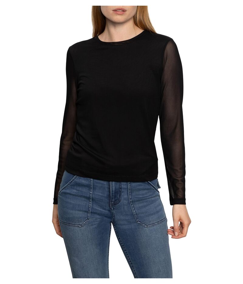 サンクチュアリー レディース トップス シャツ メッシュ Sanctuary Long Sleeve Perfect Mesh Tee Black ブラック