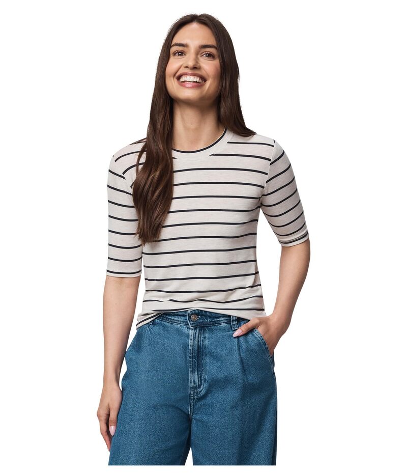 スプレンディット レディース トップス シャツ Splendid Bamboo Stripe Quarter Sleeve Tee Oak Heather/Lead ヘザー