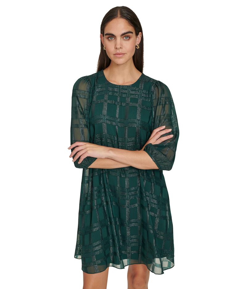 カルバンクライン レディース トップス ワンピース シフォン Calvin Klein Glitter Chiffon Dress Malachite