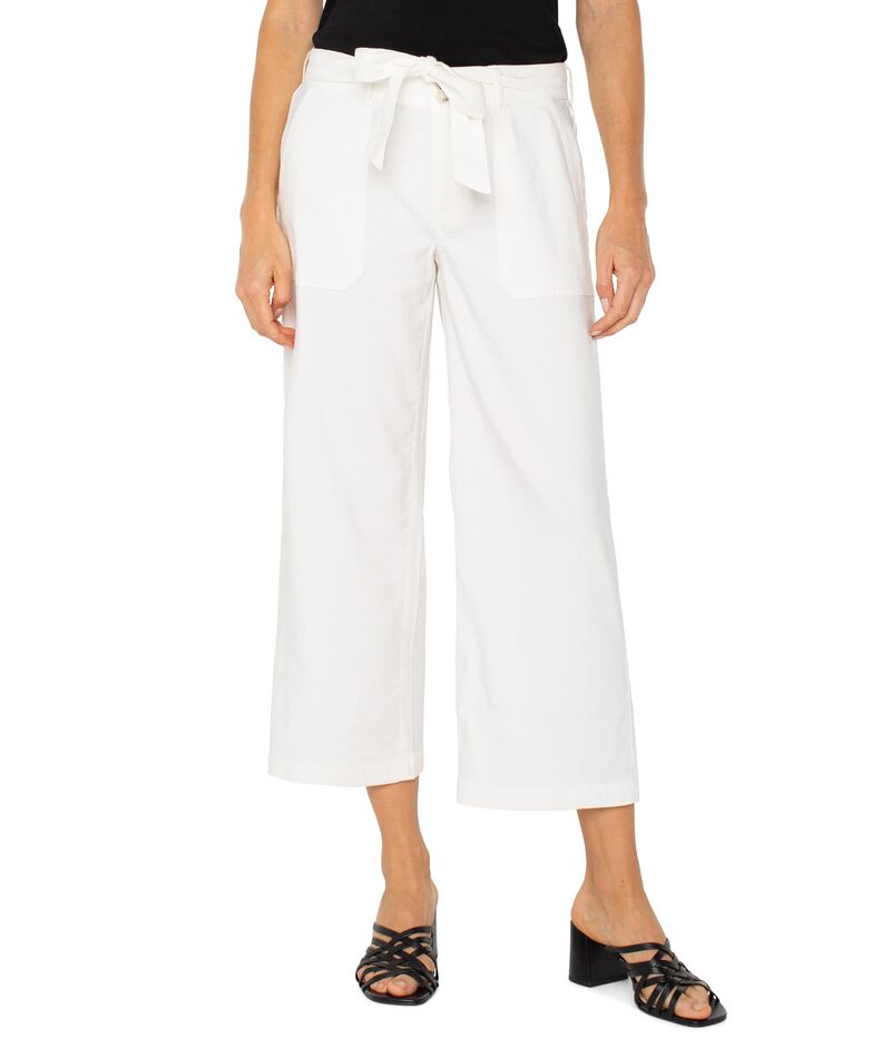 リヴァプール ロサンゼルス レディース ボトムス カジュアルパンツ ワイドレッグ Liverpoolos Angeles Belted Wide Leg Crop White ホワイト